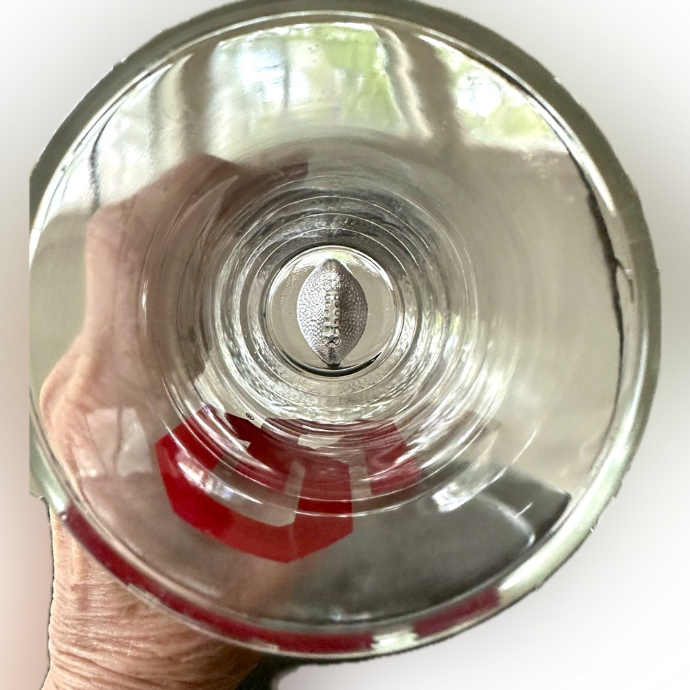 OU OKLAHOMA UNIVERSITY FOOTBALL IMPRINT HEAVY GLASS TUMBLER CLEAR RED 16oz BEER - Picture 7 of 10